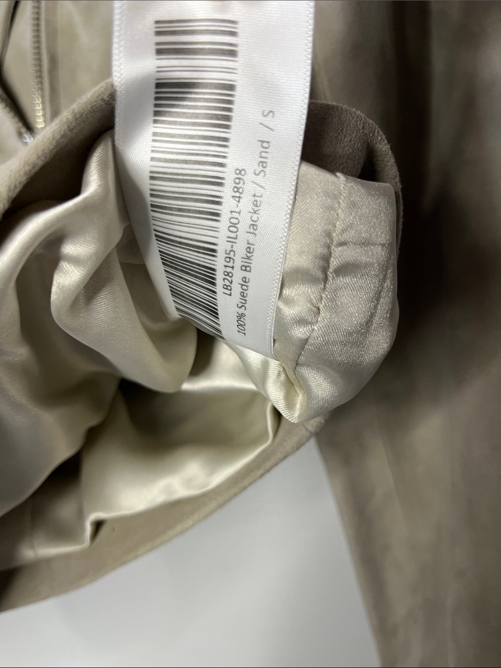 Quince Suade goat Leather Jacket small grey sand biker side zip jacket - Picture 8 of 13